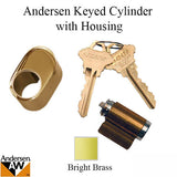 Andersen Door Lock Keyed Lock Cylinder with Housing For Andersen French Wood Hinged Doors HP Brass