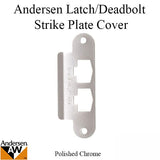 Andersen Latch &amp; Deadbolt Strike Plate cover, AS/SA Single Door - Polished Chrome