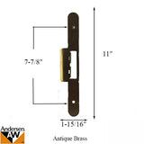 Andersen Latch &amp; Deadbolt Strike Plate Cover, AP/PA Double Door - Antique Brass