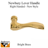 Andersen Newbury Handle Right Hand Door Handle Bright Brass