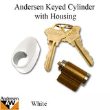 Andersen Frenchwood Door Lock Tribeca Keyed Cylinder with Housing White