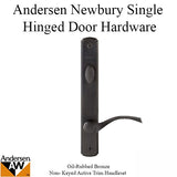 Andersen Newbury Door Handle Hardware Set Single Active Handle For Hinged Door Hardware Set in Oil Rubbed Bronze For Frenchwood 400 Series Andersen Doors