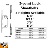Andersen Passive 2-Point Shootbolt Lock, 76-1/2 Inch, 6-8 Frenchwood Door