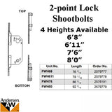 Andersen Passive 2-Point Shootbolt lock 79-1/4 inch FWH611 Frenchwood Door - Stainless