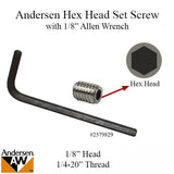 Set Screw w/ Wrench, 1/4-20 Thread, Andersen 1999-Present - Silver