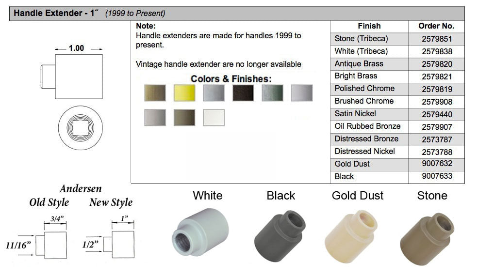 Andersen Handle Extender For Frenchwood Hinged Doors White Golden Locks Inc