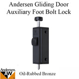 Andersen Auxiliary Foot Bolt Lock for Frenchwood Gliding Door - Oil Rubbed Bronze