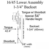 16 mm Manual Tongue-Shootbolt 45/92 Gear, Tongue @ 42.4", 54" Handle Height Special Size: Manual