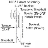 16mm Manual Tongue-Shootbolt 35/92 Gear, 39.62" Handle Height, Tongue @ 24.41"