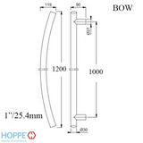 HOPPE BOW-SHAPED ROUND PULL HANDLE, 47-1/4" - STAINLESS STEEL