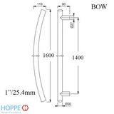 HOPPE BOW-SHAPED ROUND PULL HANDLE, 63" - STAINLESS STEEL