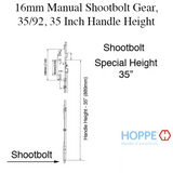 Hoppe Multipoint 16mm Manual Shootbolt Gear, 35/92, 35 Inch Handle Height