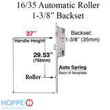 Hoppe 16mm Automatic 2 Roller Gear, 35/92, Roller at 29.53 Inch, 37 Inch Handle Height - 2771546