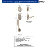 Emtek 4312 Nashville Single Cylinder Entrance Handleset - Brass Tubular