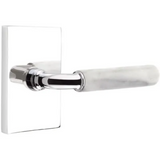 Emtek 5052  Select Brass Lever Handle With Stem And Modern Rectangular Rosette Dummy, Pair