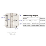 Emtek 9843332D 3.5 Inch Stainless Steel Heavy Duty Door Hinges with 5/8 Inch Radius Corners (pair)