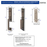 Emtek EMP4812 Arts & Crafts Full Length Single Cylinder Entrance Handleset - Brass Tubular - EMPowered Upgrade