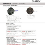 Emtek Tuscany Classic Single Cylinder Deadbolt - 8471