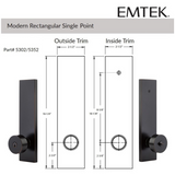 Emtek 5352 Modern Rectangular Single Point Lockset - Brass Tubular - Dummy (Pair)