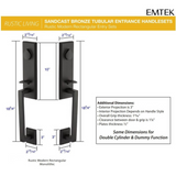 Emtek 453525 Rustic Modern Rectangular Monolithic Grip by Grip Entrance Handleset - Sandcast Bronze Tubular - Single Cylinder