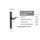 Emtek 6043 STRETTO Narrow Trim Lockset, 1-1/2" x 11-1/8" Tuscany Non-Keyed, Brass Tubular, Dummy Single Sided