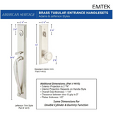 Emtek 4405 Jefferson Dummy Entrance Handleset - Brass Tubular