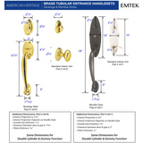 Emtek 4410 Saratoga Single Cylinder Entrance Handleset - Brass Tubular