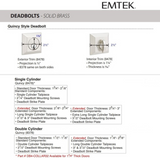 Emtek 8478 Quincy Deadbolt - Classic Brass - Single Cylinder