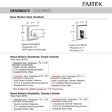 Emtek 8375 Neos Deadbolt - Modern Brass - Double Cylinder