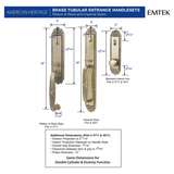 Emtek 4921 Imperial Double Cylinder Entrance Handleset - Brass Tubular