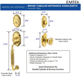 Emtek 4320 Knoxville Double Cylinder Entrance Handleset - Brass Tubular