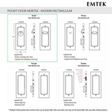 Emtek Modern 2116 Rectangular Pocket Door Mortise Locks (2-7/8" x 7-1/4") - Dummy