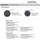 Emtek Wrought Steel Style #2 Double Cylinder Deadbolt - 8350