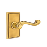 Emtek 8221 DESIGNER BRASS - LEVERSETS With Rectangular Rosette Privacy Set