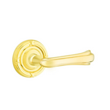 Emtek 8057 DESIGNER BRASS - LEVERSETS With Ribbon & Reed Rosette Dummy, Pair