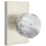 Emtek 5052 Select Brass Knob With Conical Stem And Modern Rectangular Rosette Dummy, Pair