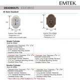 Emtek EMP8466 #8 Deadbolt - Brass - Single Cylinder - EMPowered Upgrade