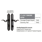 Emtek 7042 STRETTO Narrow Trim Lockset, 2" x 10-1/2" Concord Keyed, Brass Tubular, Dummy (Pair)