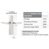 Emtek 9046 STRETTO Narrow Trim Lockset, 1-1/2" x 11" Stainless Steel Non-Keyed, Brass Tubular, Dummy Pair