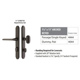 Emtek 4044 STRETTO Narrow Trim Lockset, 1-1/2" x 11" Arched Keyed, Brass Tubular, Dummy (Pair)