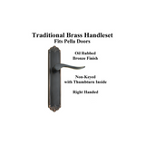 LUZERN HANDLE SET FOR ACTIVE / NON-KEYED PELLA DOOR WITH THUMBTURN, RIGHT - OIL RUBBED BRONZE