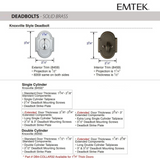 Emtek 8359 Knoxville Deadbolt - Brass - Double Cylinder