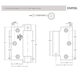 Emtek 95013 Spring Hinges (Pair), 3-1/2" x 3-1/2" with Square Corners, UL Listed, Plated Steel