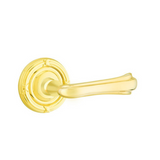 Emtek 8207 DESIGNER BRASS - LEVERSETS With Ribbon & Reed Rosette Privacy Set