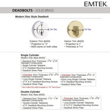 Emtek EMP8423 Modern Disc Deadbolt - Brass - Single Cylinder - EMPowered Upgrade