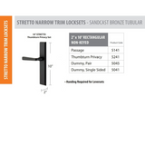 Emtek 5041 STRETTO Narrow Trim Lockset, 2" x 10" Rectangular Non-Keyed, Brass Tubular, Dummy Single Sided