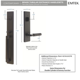 Emtek 4216 Hercules Smooth Full Length Single Cylinder Entrance Handleset - Brass Tubular