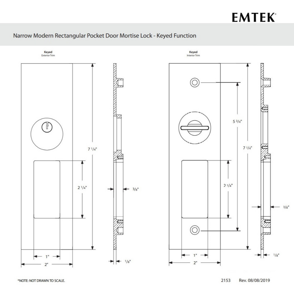 Emtek Keyed Emtek 2193 Keyed Pocket Door Mortise Lock – Golden Locks Inc