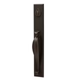 Emtek 451613 Rectangular Full Length Entrance Handleset - Sandcast Bronze Tubular - Single Cylinder