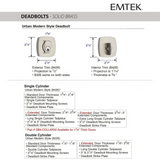 Emtek 8426 Urban Modern Deadbolt - Brass - Single Cylinder